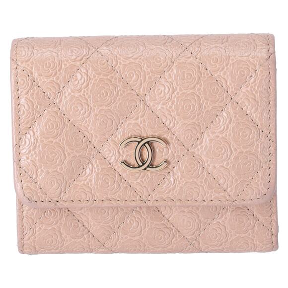 CHANEL Camellia Trifold Wallet A70301 Beige Leather - Picture 1 of 8